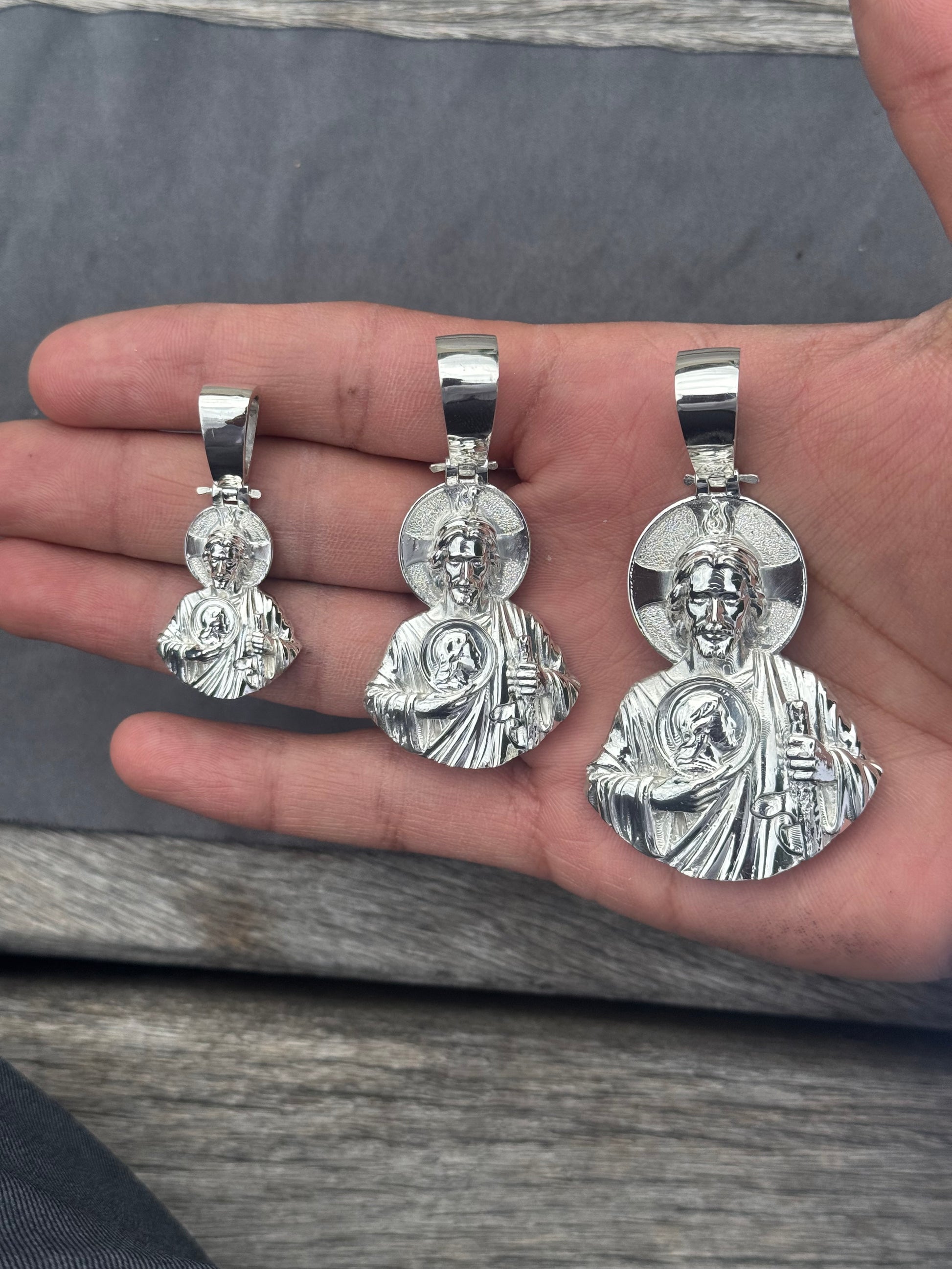 925 Silver 3D Saint Jude Pendant Close Up - D's Custom Jewelry