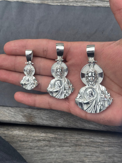 925 Silver 3D Saint Jude Pendant Close Up - D's Custom Jewelry