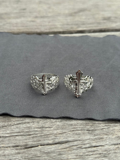 925 Silver Nugget Cross Ring