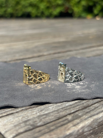 925 Silver Poker Nugget Ring