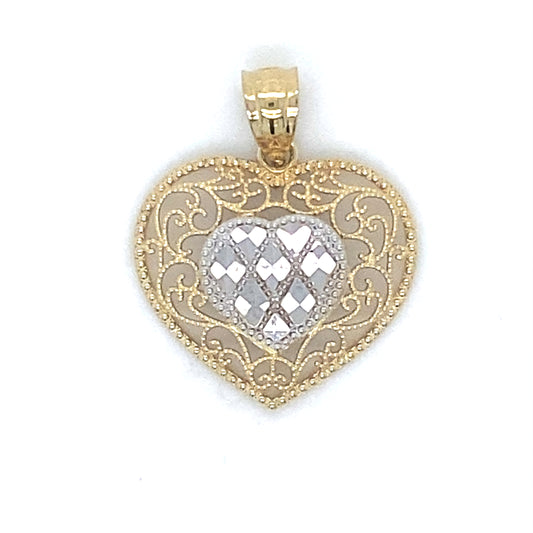 14K Two-Tone Gold Heart Pendant
