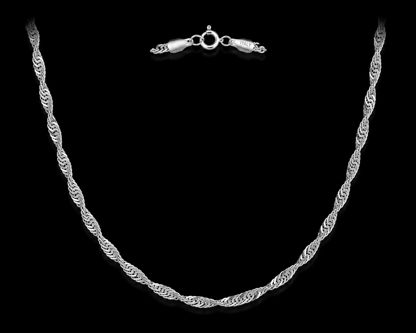 925 Sterling Silver 3.5MM Singapore Chain Necklace