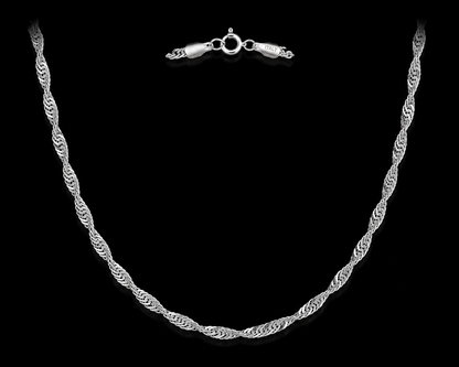 925 Sterling Silver 3.5MM Singapore Chain Necklace