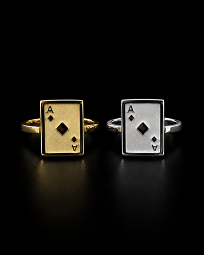 925 Silver Ace Card Ring