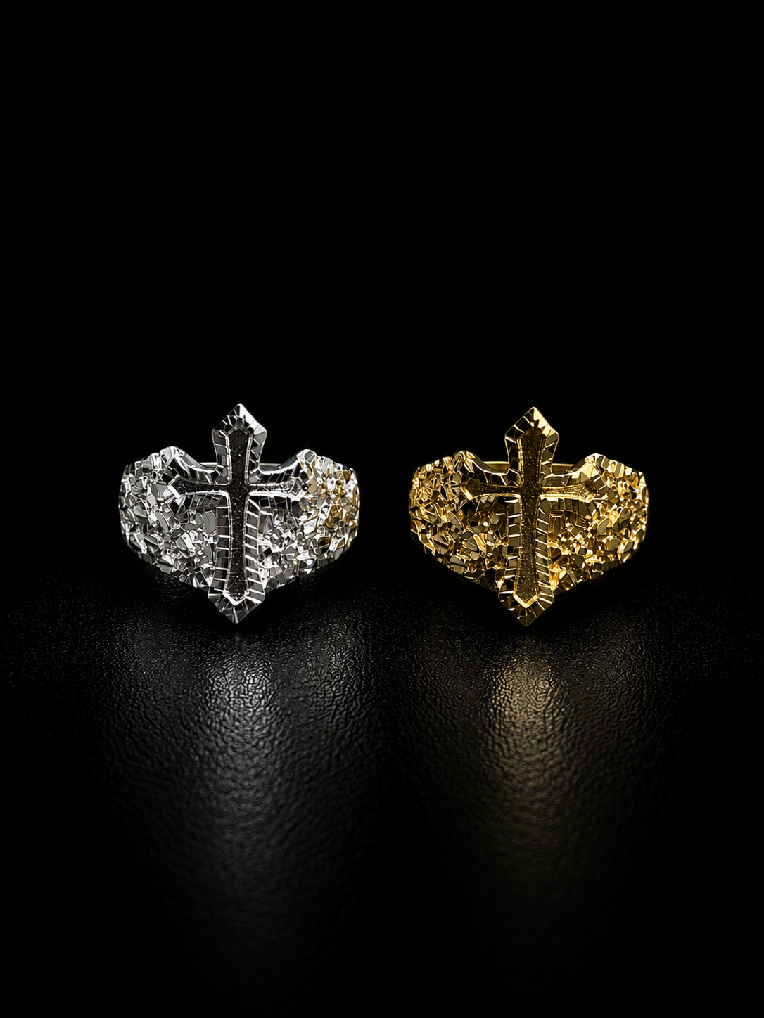925 Silver Nugget Cross Ring
