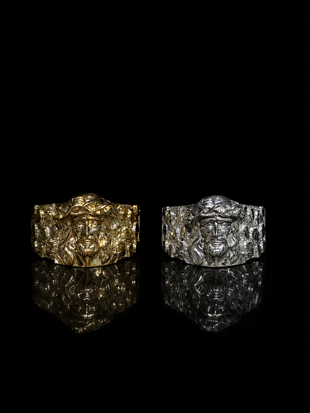 925 Silver Jesus Nugget Ring
