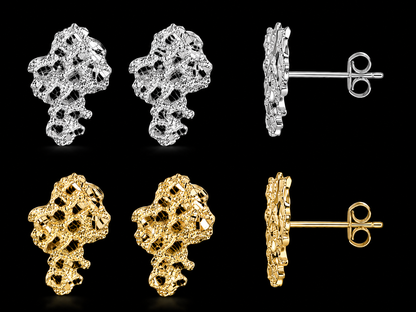 925 Silver Nugget Earrings | Large & Medium