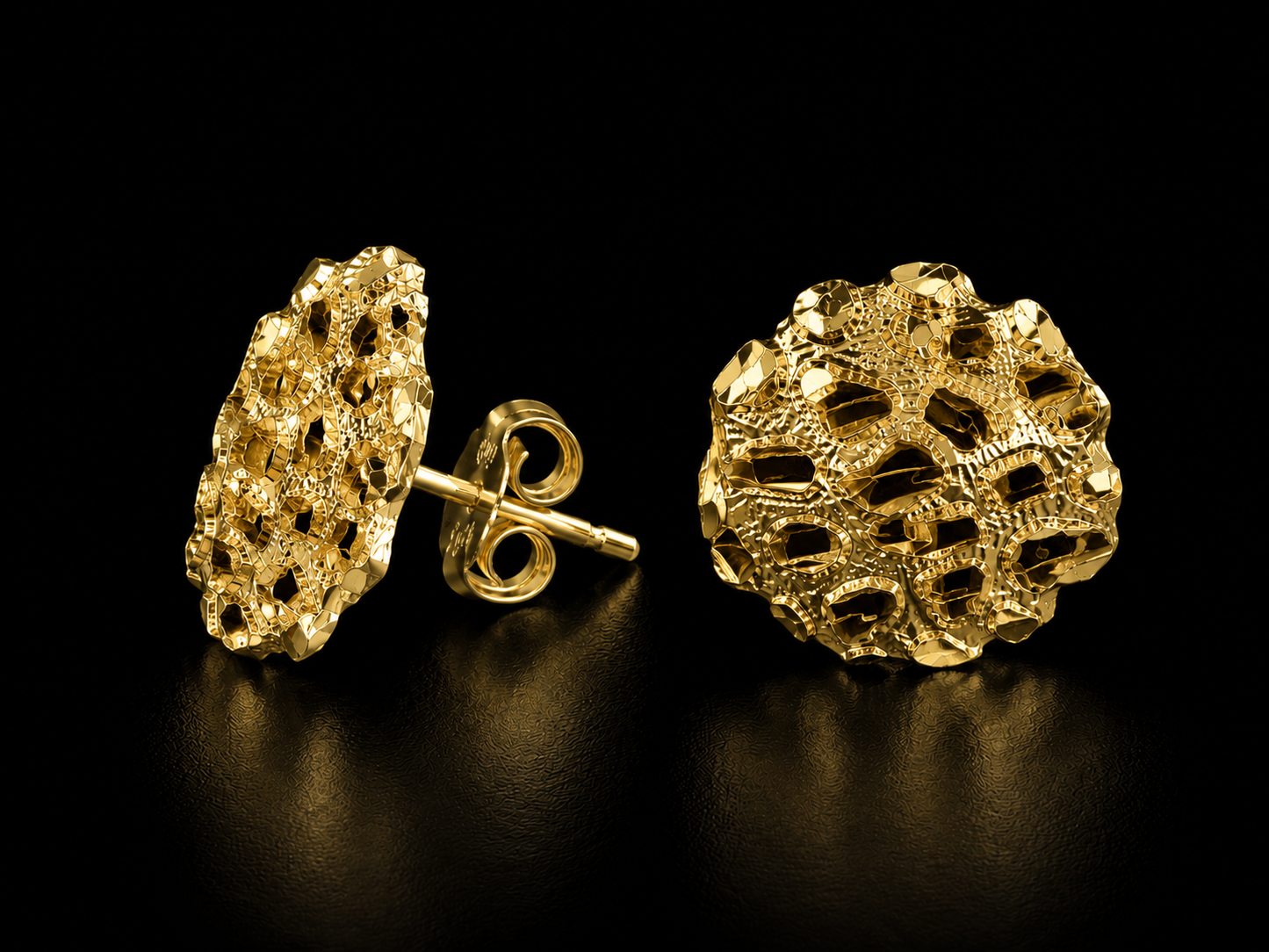 Pendientes de pepita de plata 925 - Pendientes de pepita de oro rosa - Pendientes de pepita de oro amarillo