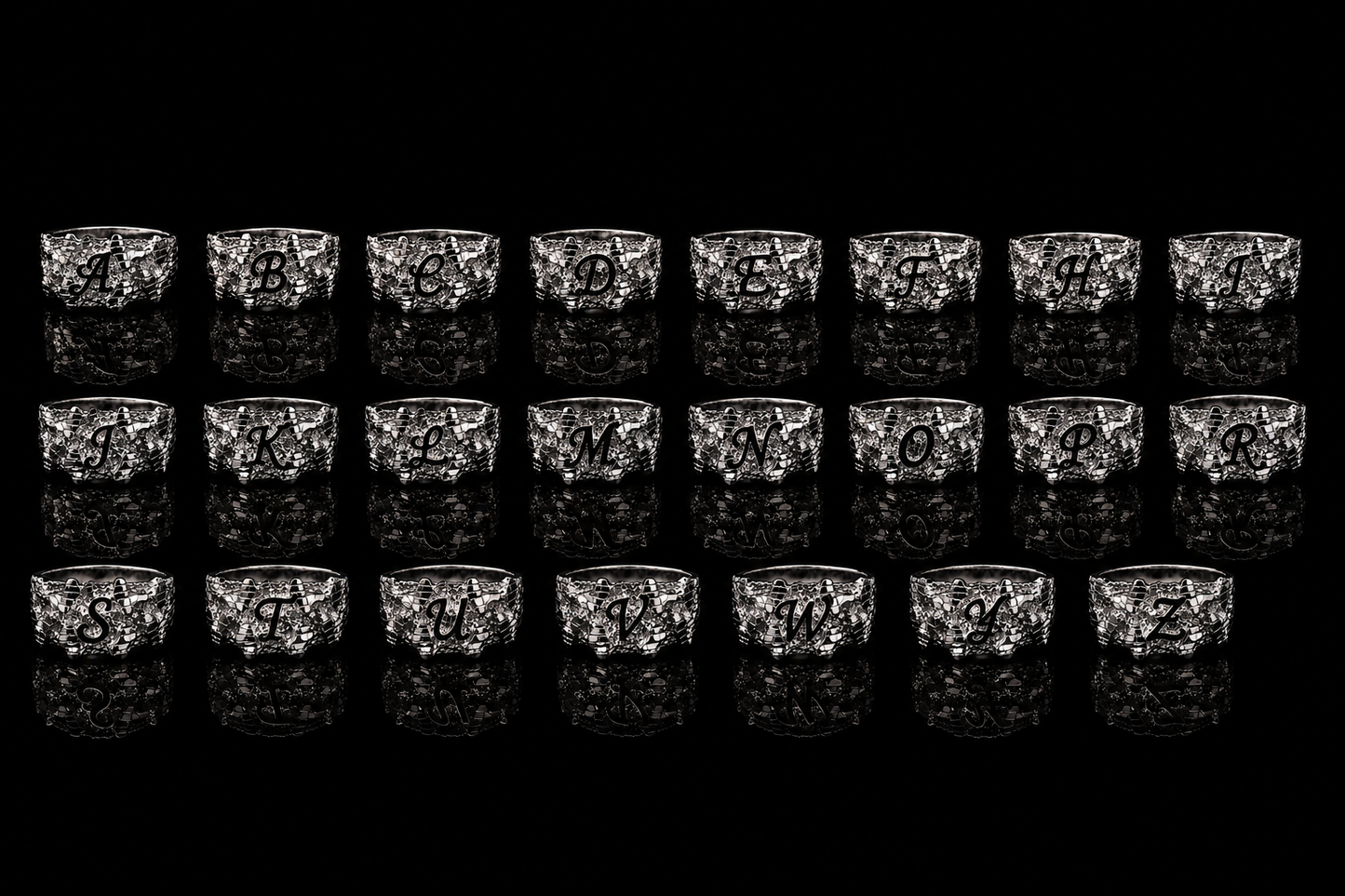 925 Silver Initial Nugget Ring