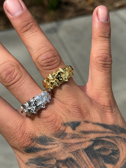 925 Silver Initial Nugget Ring