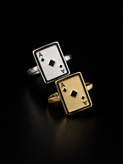 925 Silver Ace Card Ring