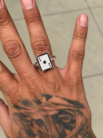 925 Silver Ace Card Ring