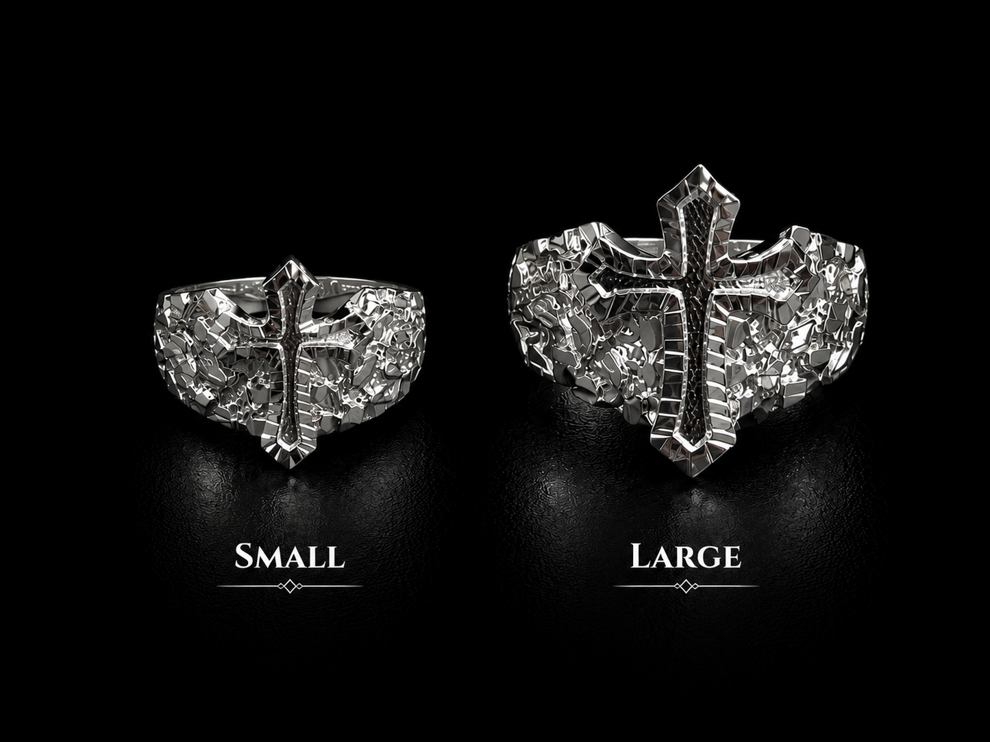 925 Silver Nugget Cross Ring