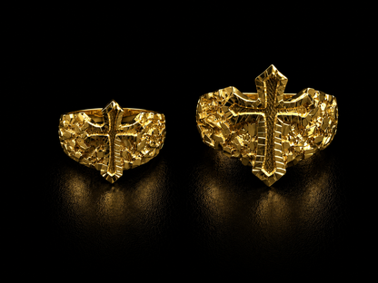 925 Silver Nugget Cross Ring