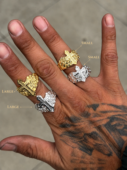 925 Silver Nugget Cross Ring