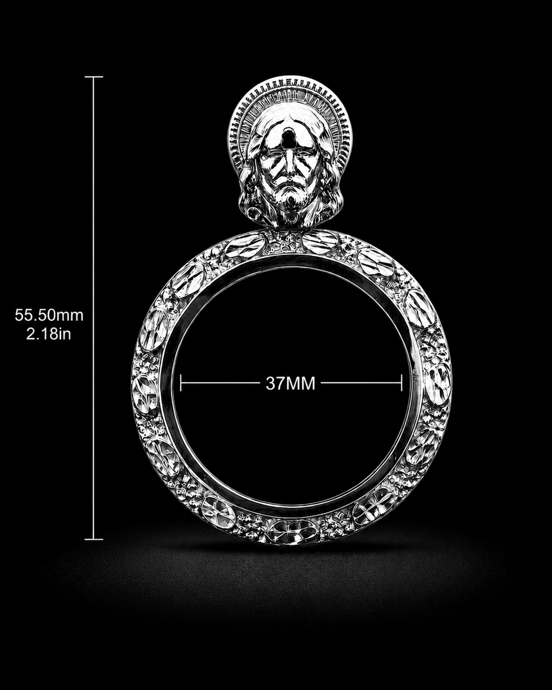 925 Silver Nugget Centenario Pendant W/ San Judas