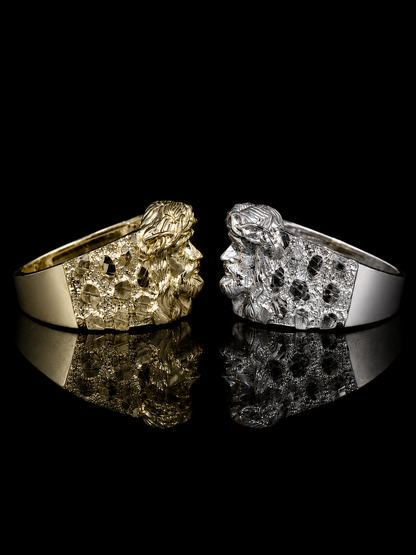 925 Silver Jesus Nugget Ring