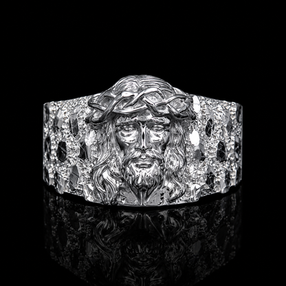 925 Silver Jesus Nugget Ring