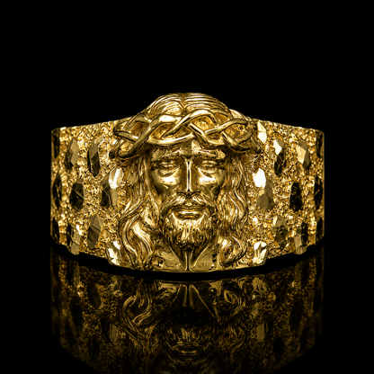 925 Silver Jesus Nugget Ring