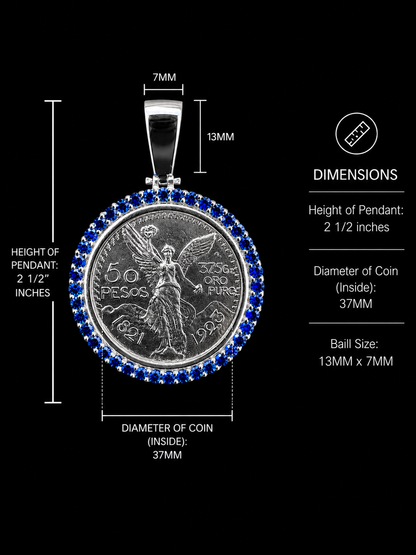 925 Silver Centenario Pendant W/ Blue Sapphire