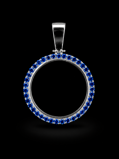 925 Silver Centenario Pendant W/ Blue Sapphire