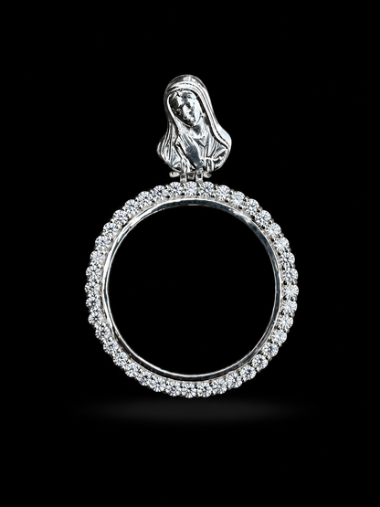 925 Silver Centenario Pendant W/ Virgin Mary