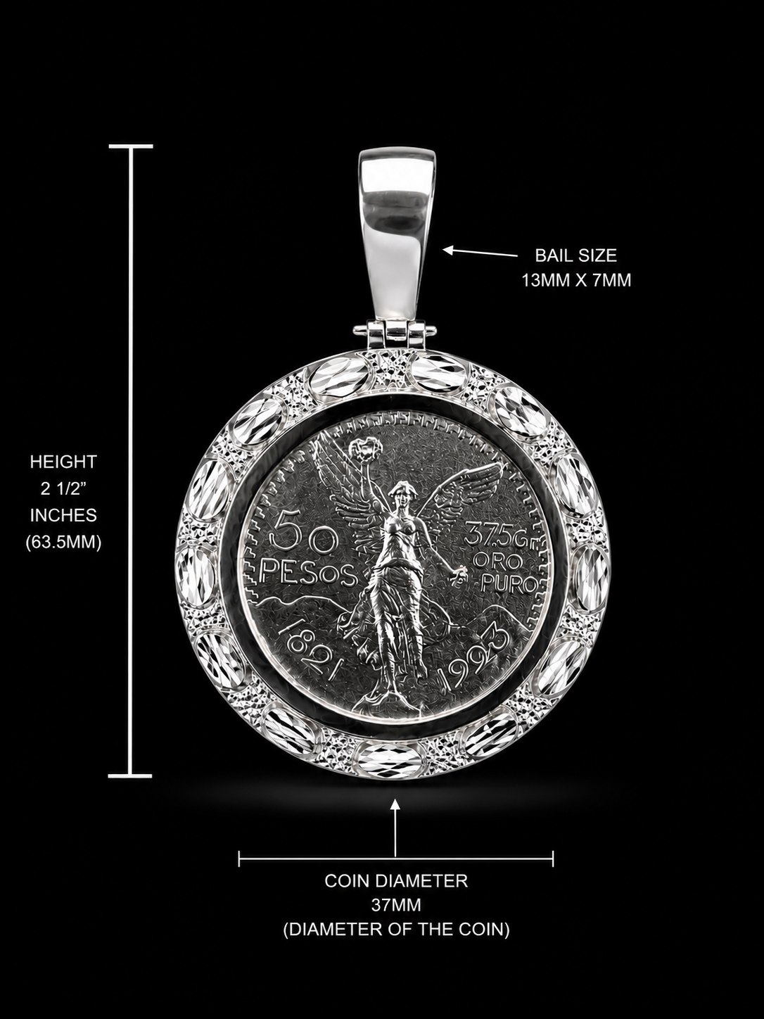 925 Silver Nugget Centenario Pendant