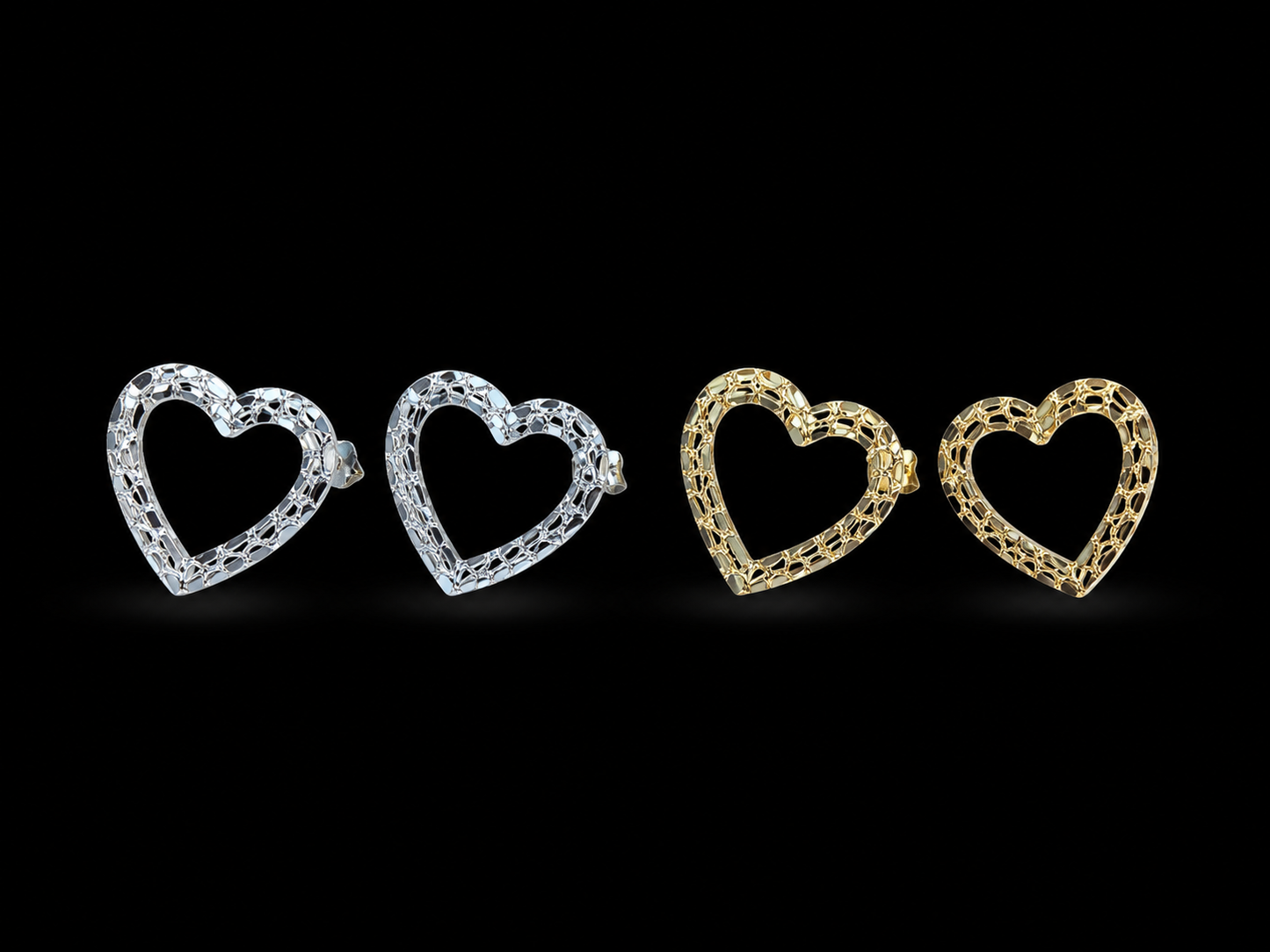 925 Silver Heart Nugget Earrings