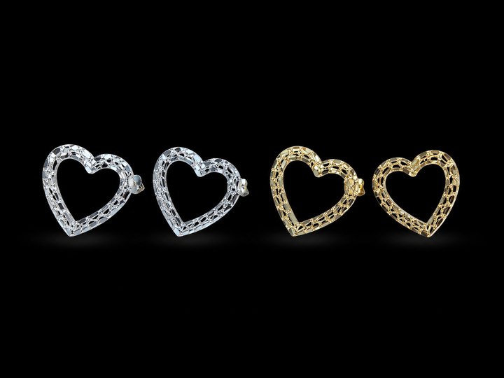 925 Silver Heart Nugget Earrings