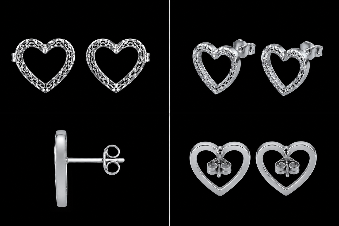 925 Silver Heart Nugget Earrings