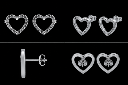 925 Silver Heart Nugget Earrings