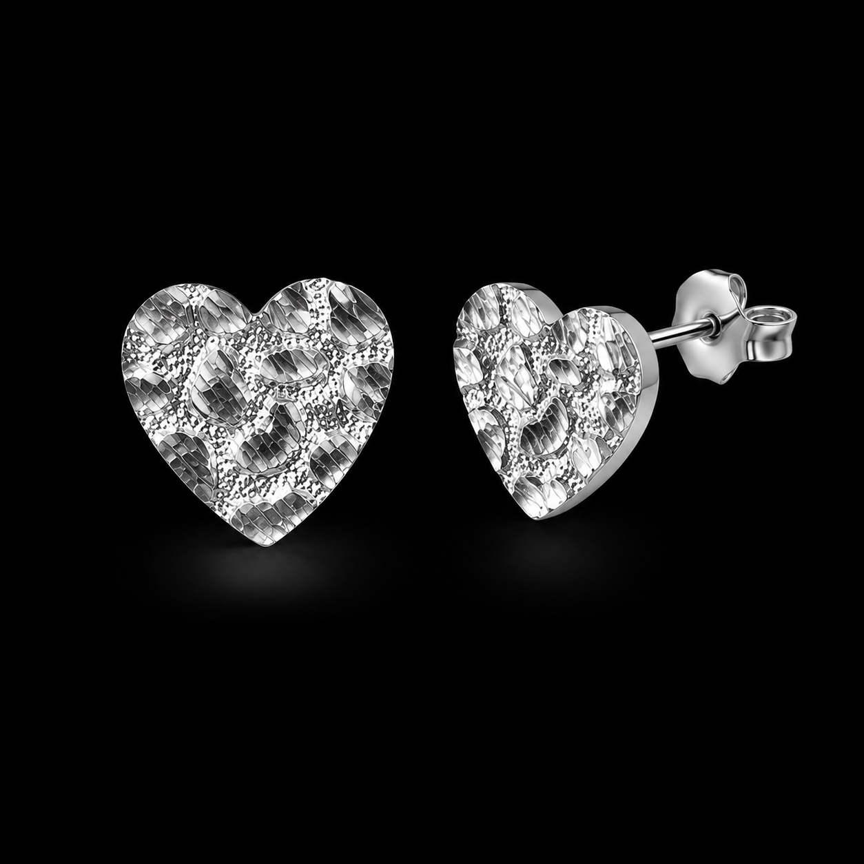 925 Silver Heart Nugget Earrings | 15MM & 19MM