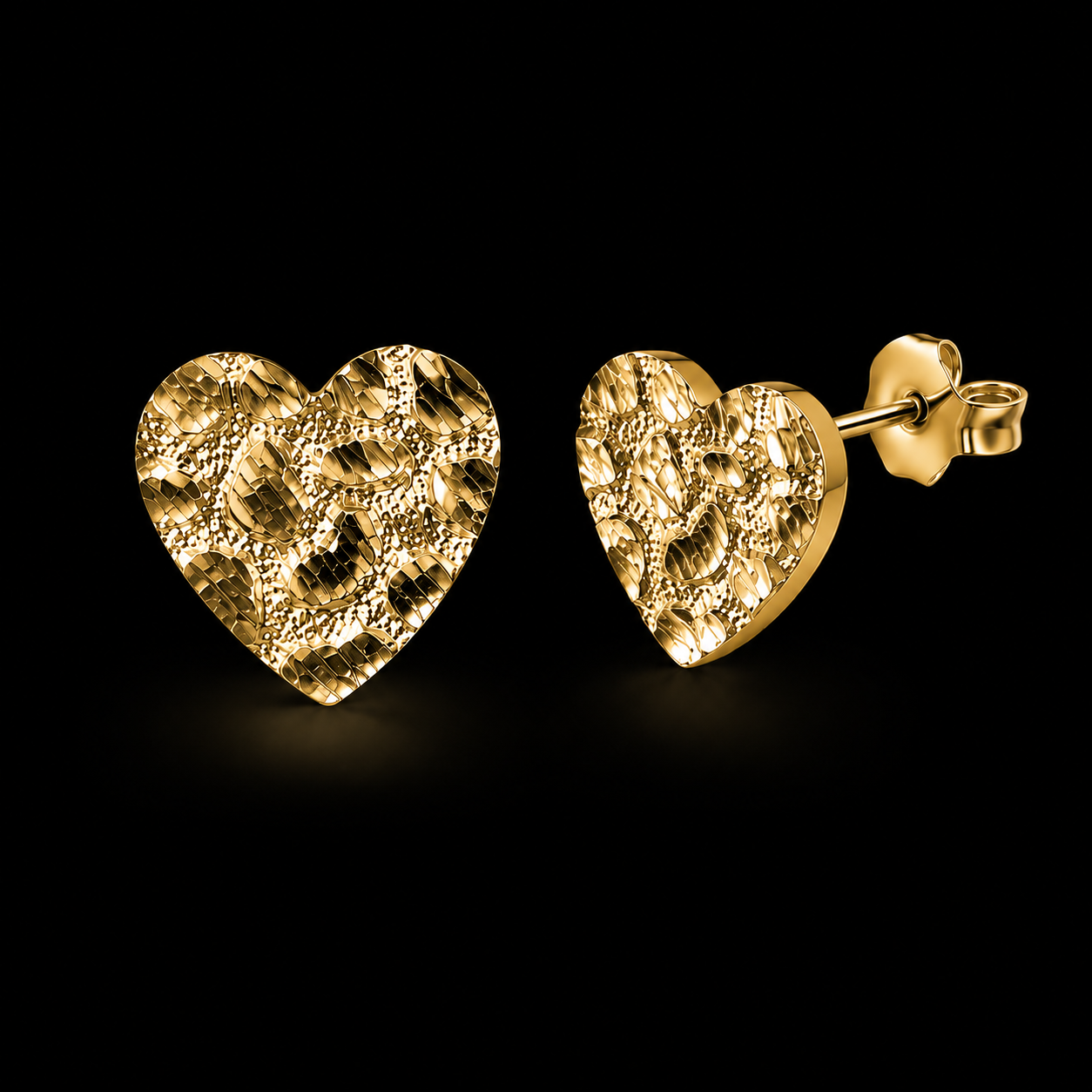 925 Silver Heart Nugget Earrings | 15MM & 19MM
