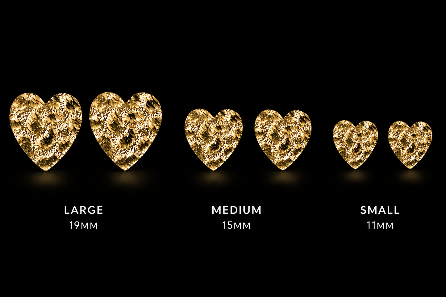 925 Silver Heart Nugget Earrings | 15MM & 19MM