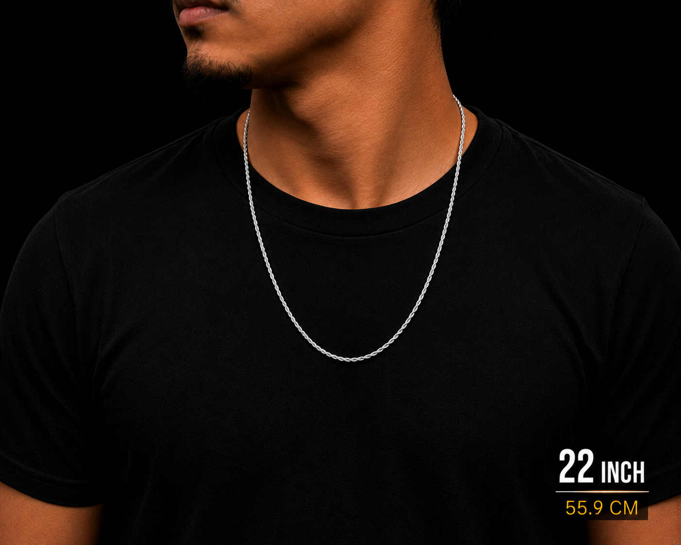 925 Sterling Silver 2MM Rope Chain Necklace
