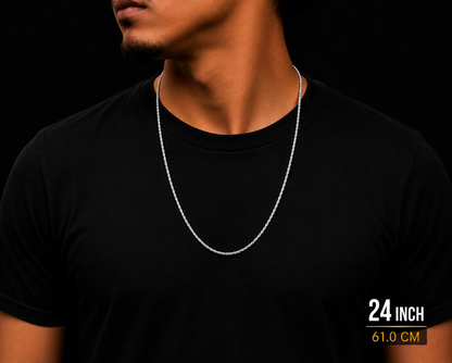925 Sterling Silver 2MM Rope Chain Necklace