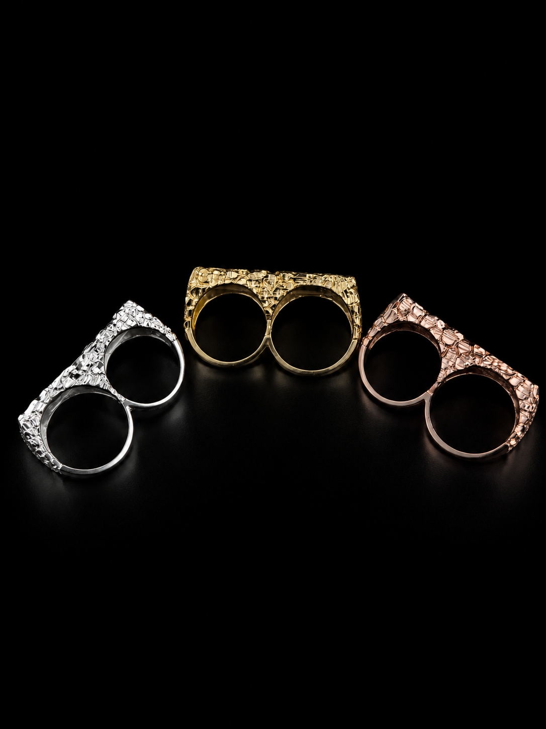 925 Silver Double Finger Nugget Ring