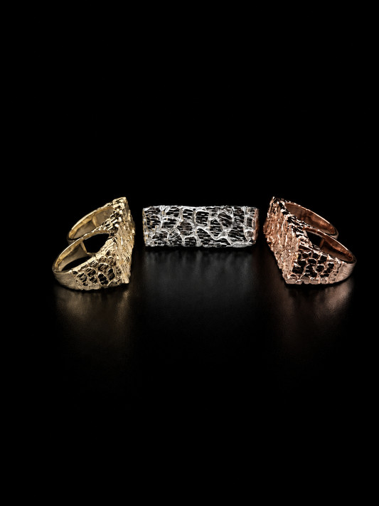 925 Silver Double Finger Nugget Ring