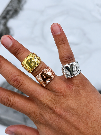 925 Silver Initial Ring