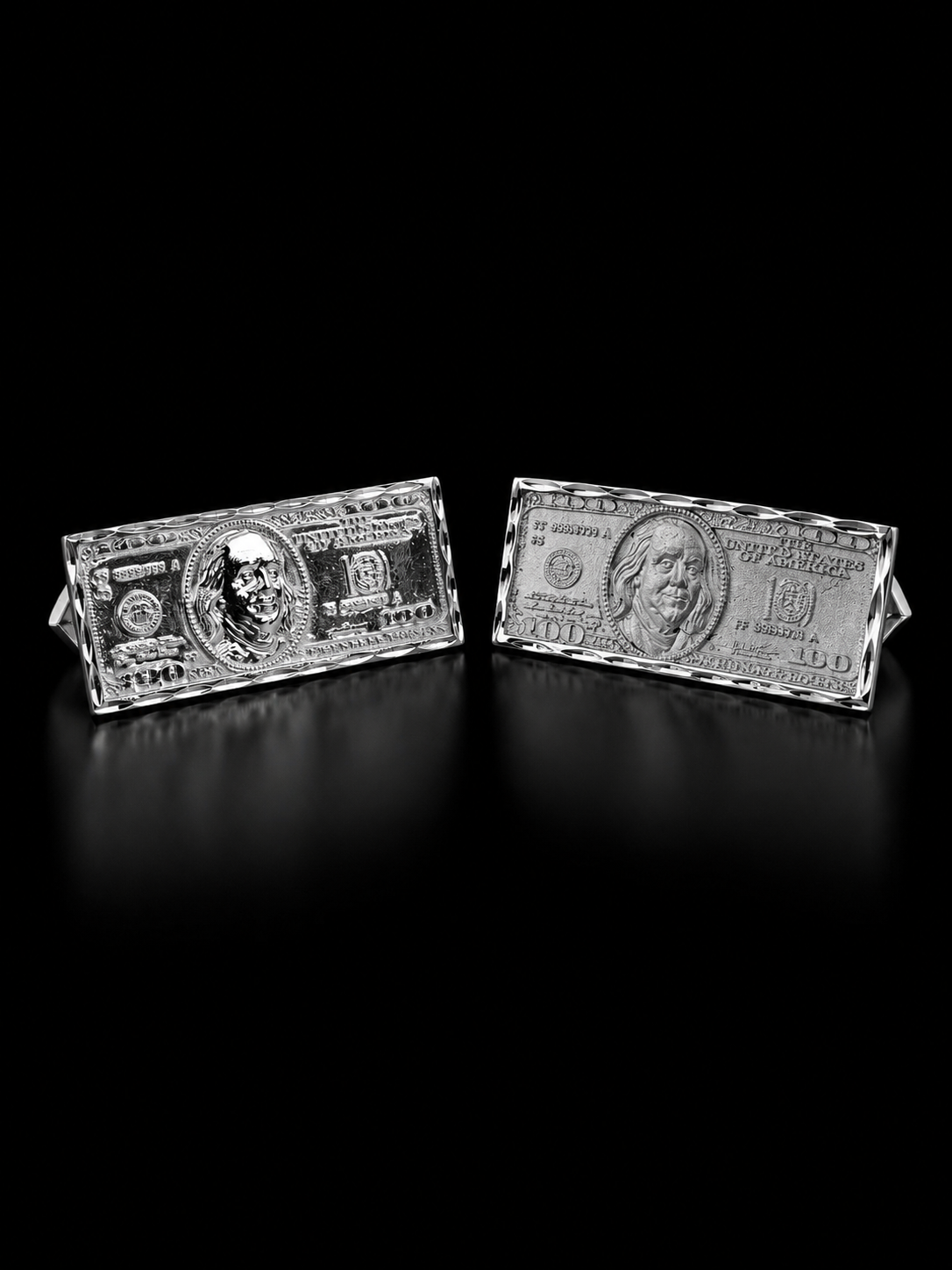 925 Silver Double Finger 100$ Bill Ring