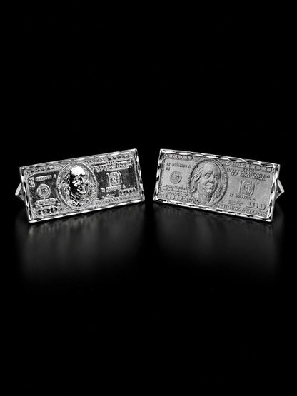 925 Silver Double Finger 100$ Bill Ring