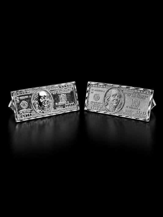Anillo de plata 925 de doble dedo con billete de 100 dólares