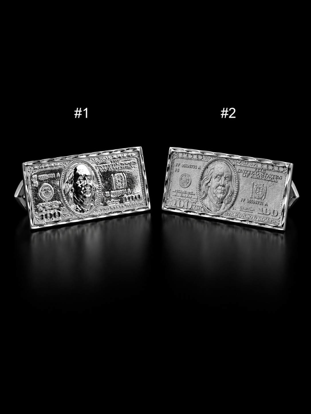 925 Silver Double Finger 100$ Bill Ring