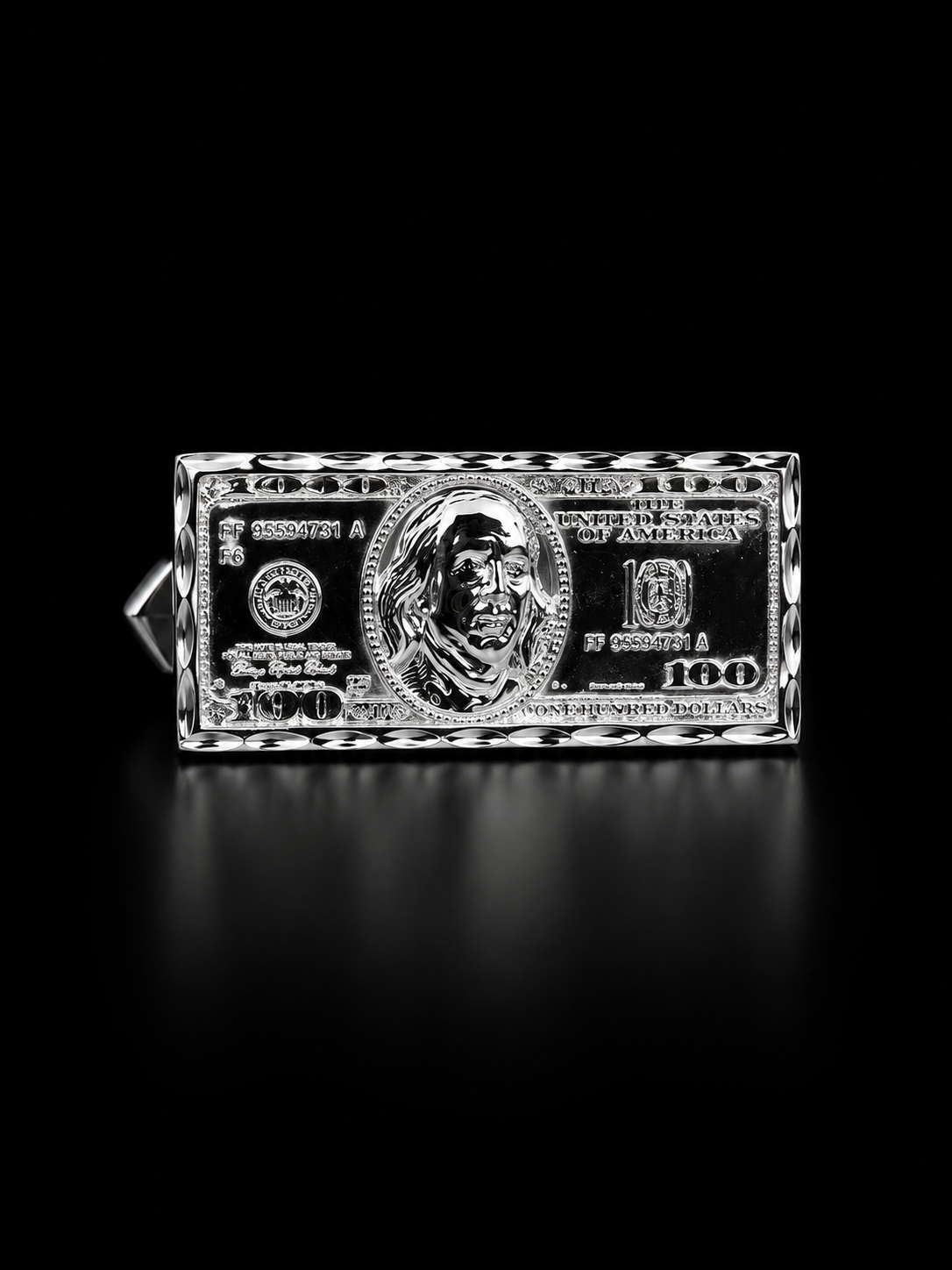 925 Silver Double Finger 100$ Bill Ring
