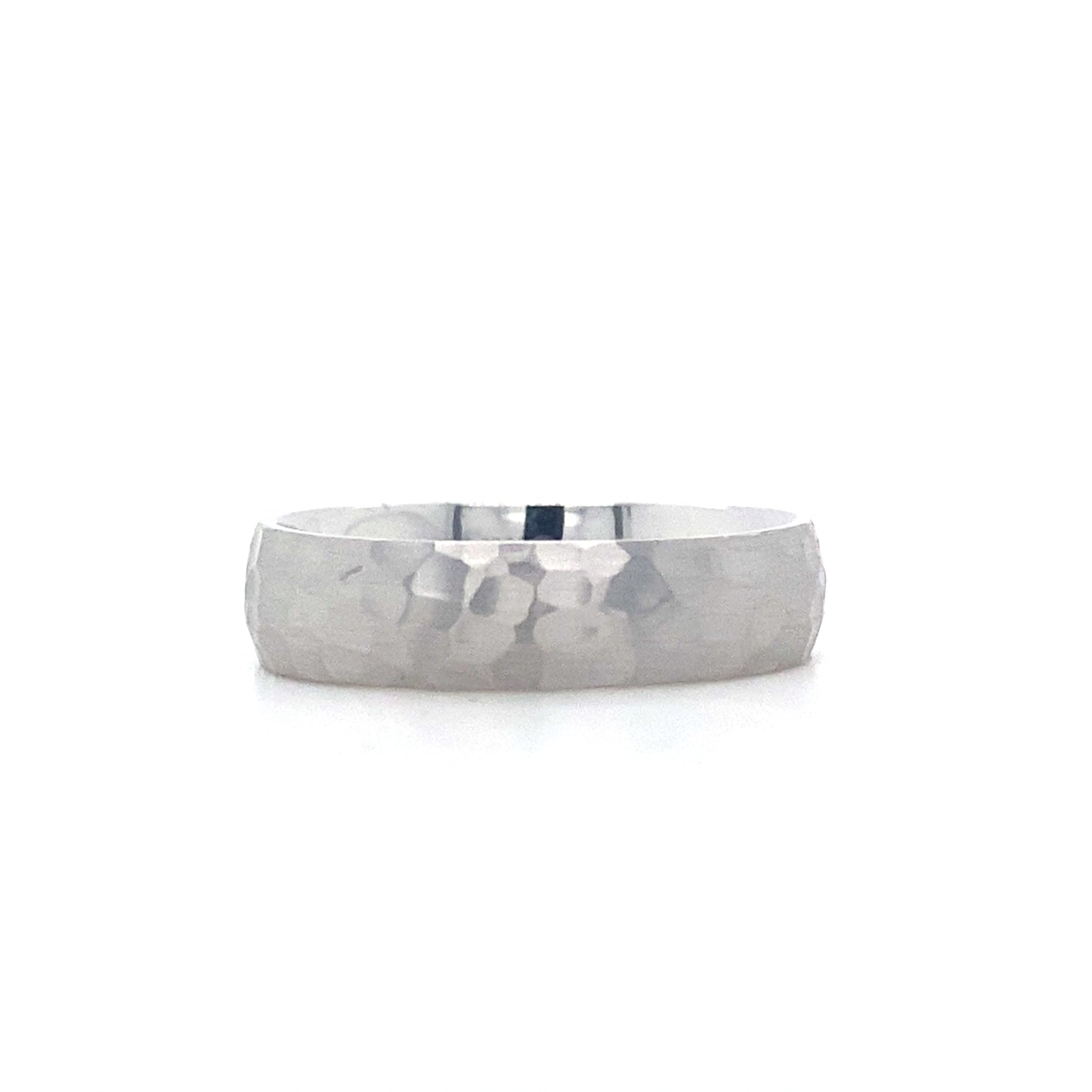 Men’s Hammered Finish Band In 14K White Gold Rings