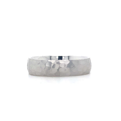 Men’s Hammered Finish Band In 14K White Gold Rings