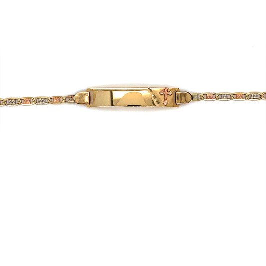 14K Multi-Tone 6” Valentino ID Bracelet