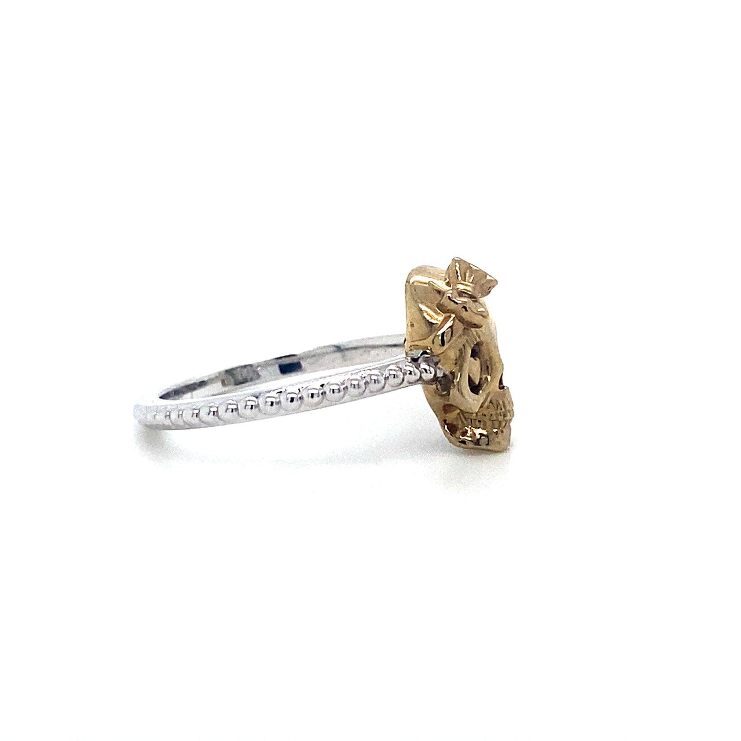 Bold 14K Gold Princess Skull Ring W/ Heart Eyes
