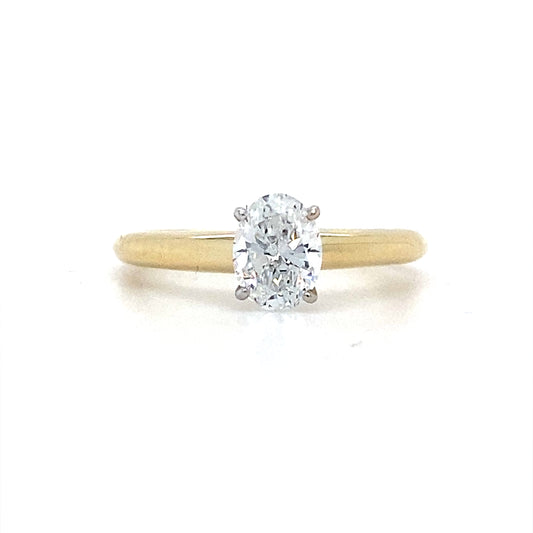14K Two-Tone Gold Engagement Ring – .65 Ct Oval Lab-Grown Diamond