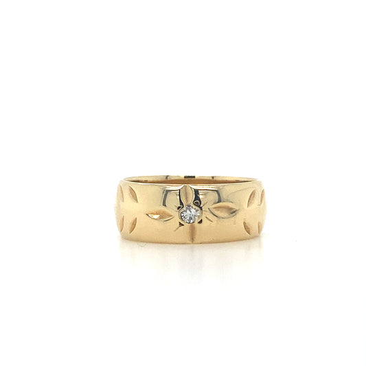 14K Yellow Gold Diamond Band – .05 Ct Natural Diamond